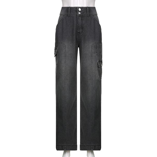 Women's Distressed Denim Jeans – Patchwork Design, Straight Leg, Medium Wash, Casual & Stylish_ecoleips.com
