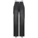 Women's Distressed Denim Jeans – Patchwork Design, Straight Leg, Medium Wash, Casual & Stylish_ecoleips.com