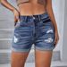 2025s New Fashion Trendy Ripped Denim Shorts For Women High Waist Design Personality Versatile Cuffed Hem Jeans_ecoleips.com