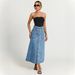 Women's Clothing Blue Button Down Midi Denim Skirt European American Style Women's Bottoms Fashion_ecoleips.com