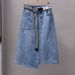 Women's Clothing Summer irregular A line slim skirt spring and summer high end elastic waist versatile denim skirt women's mid length skirt_ecoleips.com
