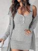 Two-Piece Set And Jacket Sexy Slim Fit Solid Color Ribbed Tank Dress Women's Fashion_ecoleips.com