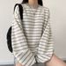 Striped Sweatshirt Women, Korean French Style, 2025 New Thin Women's Clothing, Loose Fit, Suitable For Spring, Autumn,_ecoleips.com