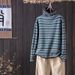 Striped High-Neck Women's T-Shirt For Autumn/Winter Stylish, Fitted Design That Flatters The Figure; Features A Puffed_ecoleips.com