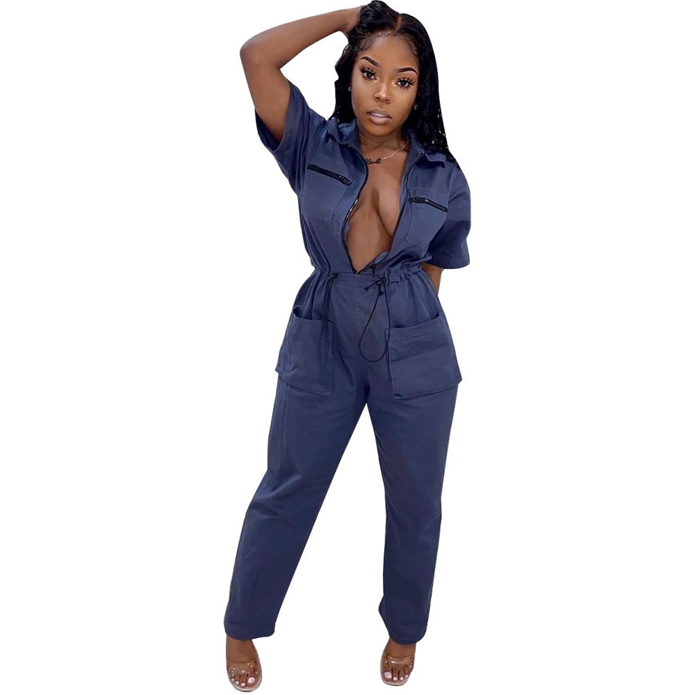 Women's High Waist Loose Fitting Jumpsuit With Pockets Autumn/Winter Fashion Leg Lengthening Slimming Cargo Pants Independent Website Exclusive_ecoleips.com