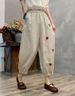 Suitable For All Seasons Artistic Embroidered Pure Linen 2025 Summer New Loose Casual Cropped Slimming Harem Pants For Women_ecoleips.com