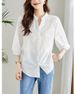 K V-neck White Blouse For Women With Seven-eighths Sleeves, New Embroidered Top With A Mature Temperament And A Light Shirt_ecoleips.com