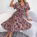 Women's Clothing Spring And Summer Casual Loose Leopard Print Lace Up Shirt Dress_ecoleips.com