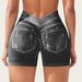 Women's Clothing Denim Seamless Yoga Shorts Back V Waist Hip Lift Quick Drying Tight Running And Fitness Shorts_ecoleips.com
