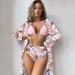 Women's Clothing New Bikini Three Piece Swimsuit High Waisted Printed Long Sleeved Cover Up Bikini_ecoleips.com
