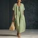 Women's Loose Fit V Neck Striped Floral Print Maxi Dress – Casual Boho Summer Resort Gown 2026_ecoleips.com