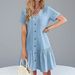 Summer Women's Single Breasted Dress Loose Pocket Ruffled Hem Casual Short Sleeve_ecoleips.com
