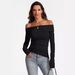 Cross Border European And American Style Women's Autumn Top, Sexy Off Shoulder Fashion T Shirt, Milk Silk Long Sleeve Women's Clothing_ecoleips.com