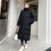 Women's Long Winter Coat With Hood, Thickened Polyester Cotton Padded Jacket, Knee-Length Warm Parka For Cold Weather (White/Black, Sizes M-Xxl)_ecoleips.com