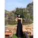 French High-End Spaghetti Strap For Women, Summer Waist-Cinching Hepburn Slimming Gentle Vacation Style Elegant_ecoleips.com