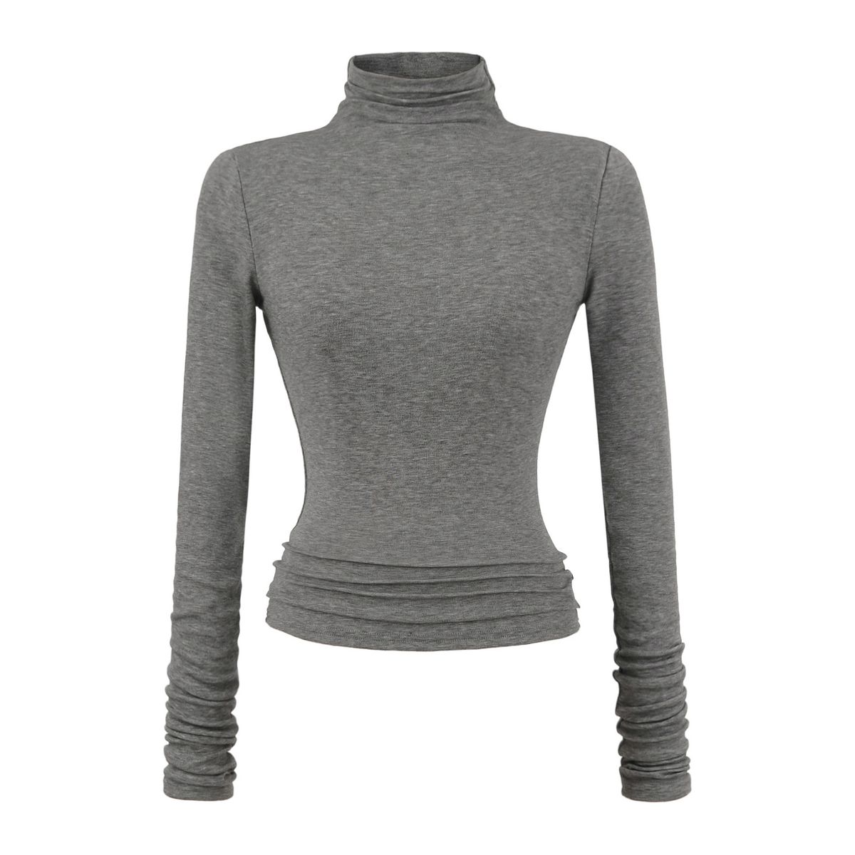 Tencel Women's High Neck Slim Fit Long Sleeve T-Shirt – Soft, Breathable & Versatile Basic Top For Everyday Elegance_ecoleips.com