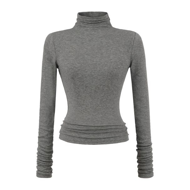 Tencel Women's High Neck Slim Fit Long Sleeve T-Shirt – Soft, Breathable & Versatile Basic Top For Everyday Elegance_ecoleips.com