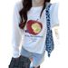 Autumn And Winter Casual Printed Long-Sleeved Loose, Versatile, Slimming Round-Neck Base Layer T-Shirt Top For Women_ecoleips.com