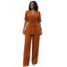 Women's Belted Wide Leg Pants Suit European American Style Spring New Commuter Office Clothing Set_ecoleips.com