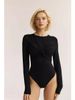 Aria Basics Aria Basics Cross-border Foreign Trade European And American Women's Clothing 2025 Spring Fleece Twisted One-piece Bodysuit Base_ecoleips.com