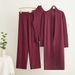 K Long Trench Coat With High Collar Inner Wear; Sweater Vest; Elastic Waist Wide-leg Pants; Knitted Three-piece Suit._ecoleips.com