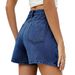 Women's Clothing Summer Washed Button Decoration Irregular Denim Skirt Pants_ecoleips.com
