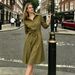 Women's Lapel Solid Color 7/8 Sleeve Pencil Shirtdress – Slimming Casual Office Gown_ecoleips.com