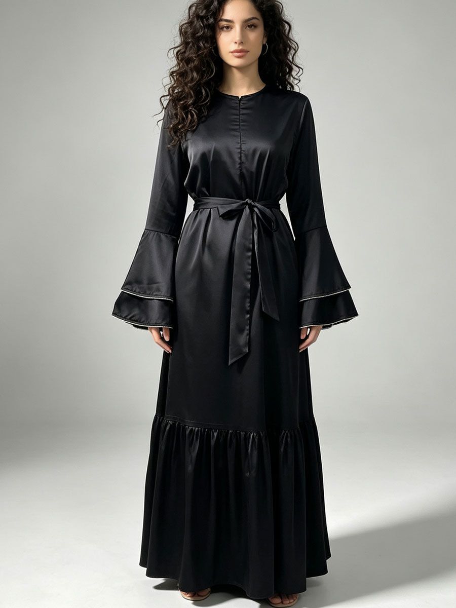 Women's O'Neck High Waist Luxurious Rhinestone Dress Long Sleeve Slim Slim Fashion Elegant Evening Date Long Dress_ecoleips.com