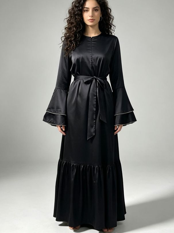 Women's O'Neck High Waist Luxurious Rhinestone Dress Long Sleeve Slim Slim Fashion Elegant Evening Date Long Dress_ecoleips.com