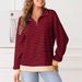 . 2024 European And American Cross-Border Trade Autumn Winter New Striped Crewneck Color-Block Loose Long Sleeve_ecoleips.com
