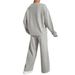 European And American Cross-Border INS Style Hot-Selling New Solid Color Round Neck Sleeve Long Pants Women's Elegant_ecoleips.com
