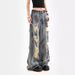 Abandoned Soil Distressed Jeans For Women Summer New Style American Loose Hanging Wide Leg Pants Trendy_ecoleips.com