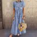 Women's Clothing Long Multi Button Distressed Dress_ecoleips.com