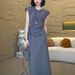 Relaxed European Fashion For Women 2025 Summer Loose High-End Short Sleeve Top High Waist Skirt Two-Piece Set_ecoleips.com