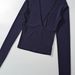 Women's Deep V Neck Long Sleeve Slim Fit Top European American Style Patchwork Split Cashmere Base Autumn New_ecoleips.com