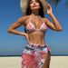 Floral Print Mesh Three Piece Swimsuit Bikini European American Style Women's Clothing Swimwear 2025 New_ecoleips.com