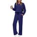Women's Commuter Suit Long Sleeved Drawstring Solid Color Casual Pants Set Spring Autumn Bestseller_ecoleips.com