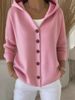 Cross-Border Foreign Trade European American Style Autumn And Winter New Hooded Knitted Cardigan Women's Solid Color_ecoleips.com