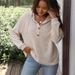 Women's Autumn/Winter Solid-Color Hoodie Long Sweatshirt With Buttoned Collar And Loose Fit_ecoleips.com