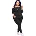 Women's Autumn/Winter Casual Two Piece Set Button Down Off Shoulder Pleated Drawstring Trousers_ecoleips.com