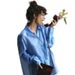 Women's Clothing Summer New Sweet Fresh Loose Large Size Lapel Long Sleeve Ladies Shirt Tops_ecoleips.com