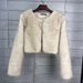 K Imitation Fur Jacket Solid Color Women's Short Jacket_ecoleips.com