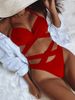 Women's Clothing Solid Color Two Piece Swimsuit Provides Comfort And Style High Waisted Strappy Bikini_ecoleips.com