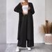 Pus Size Two Piece Set Loose Fitting Long Shirt Wide Leg Pants Fashion Sportswear For Spring Autumn_ecoleips.com