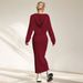 Voya Women's High-end Solid Color Temperament Commuting Light Mature Style Knitted Suspender Dress Two-piece Set_ecoleips.com