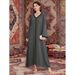 Women's Clothing Temperament V Neck Dress Loose Fashion Embroidered Long Skirt_ecoleips.com