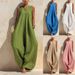 Women's Elegant Comfortable Sleeveless Jumpsuit V Neck Wide Leg Solid Color Simple European And American Style Cross Border Fashion Romper_ecoleips.com