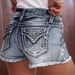 Women's Clothing Ripped Denim Shorts Elastic Slim Fit Versatile Jeans Embroidered Denim Shorts_ecoleips.com