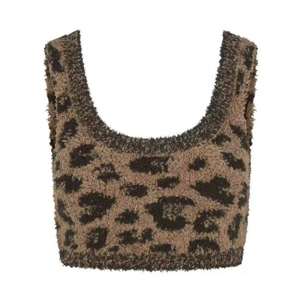 Aria Basics Aria Basics Skims Christmas Leopard Print Limited Edition Furry Knitted Small Ear Zipper Top Jacket Pants Vest Shorts Set_ecoleips.com