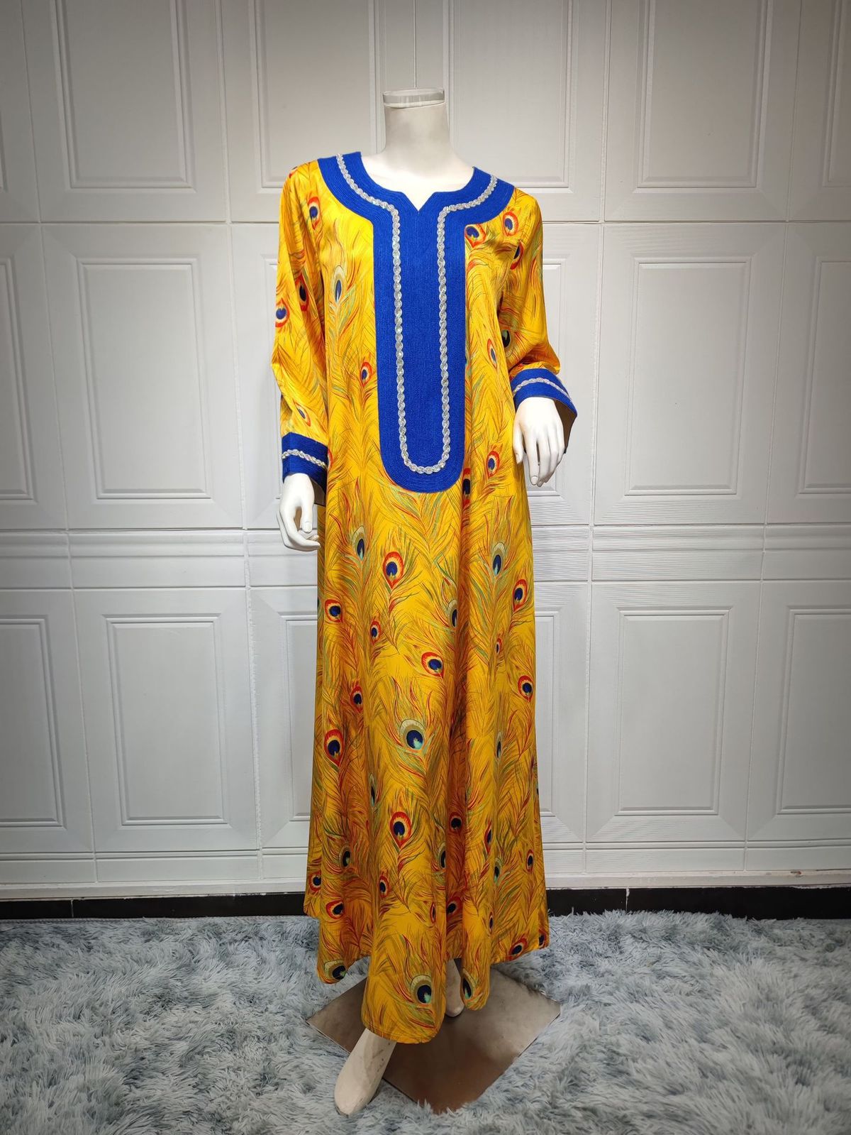 Dubai Jalabiya Dress for Women Embroidered Crystal Hotfix Print Modest Muslim Fashion Breathable Polyester Blend S-XXL Eid Casual Wear_ecoleips.com